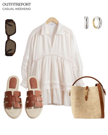 Casual weekend outfit sandals slippers handbag and mini dress 

#LTKstyletip #LTKitbag #LTKshoecrush