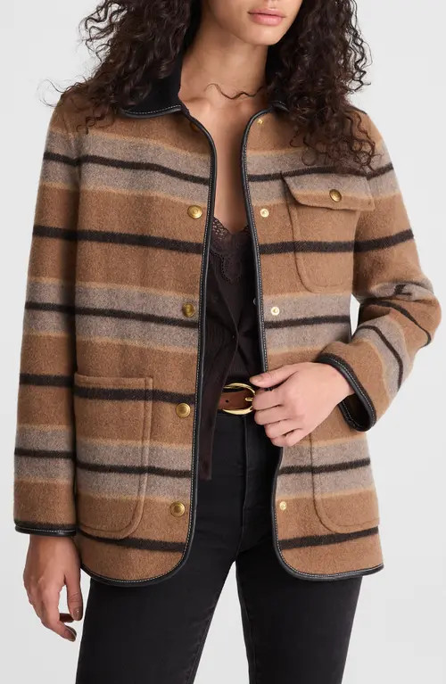 Madewell Stripe Chore Jacket in Rustic Umber at Nordstrom, Size Small | Nordstrom