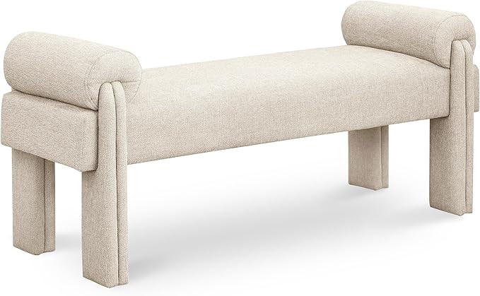 Meridian Furniture 182Beige Stefano Collection Modern | Contemporary Upholstered Bench with Soft ... | Amazon (US)