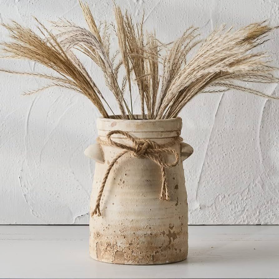 SIDUCAL Ceramic Decorative Flower Vase, 8 Inch Rustic Distressed Pottery Decorative Flower Vase f... | Amazon (US)