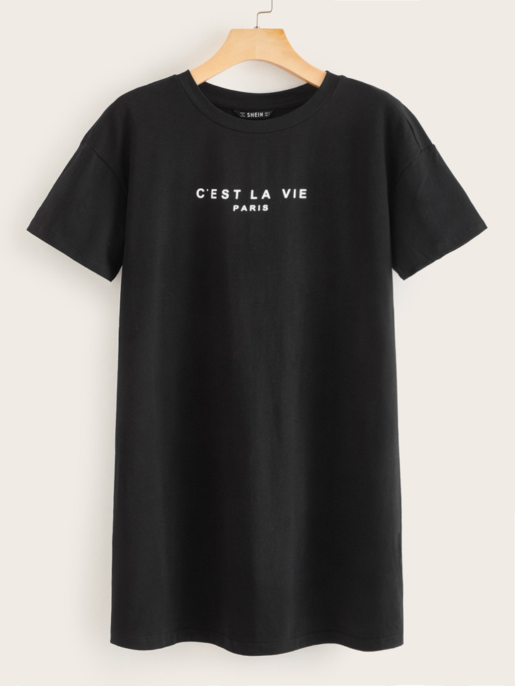 SHEIN Slogan Graphic Tee Dress | SHEIN