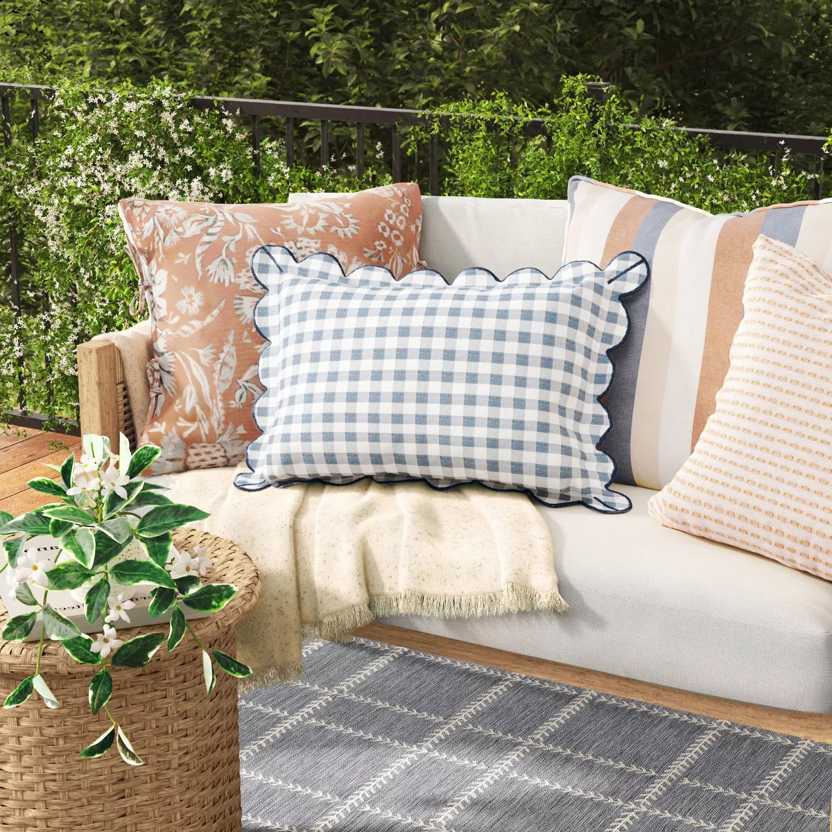 18"x18" Coronet Floral Square Outdoor Throw Pillow Orange - Threshold™ designed with Studio McG... | Target