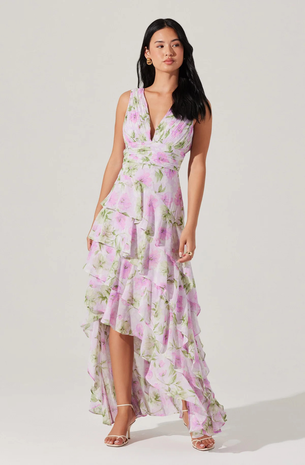 Cytherea Asymmetric Ruffle Midi Dress | ASTR The Label (US)