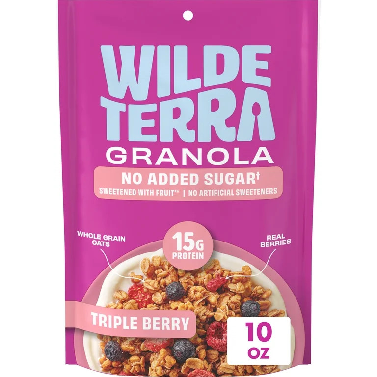 Wilde Terra Triple Berry Granola, 15g Protein, No Added Sugar, Good Source of Fiber, 10 oz | Walmart (US)