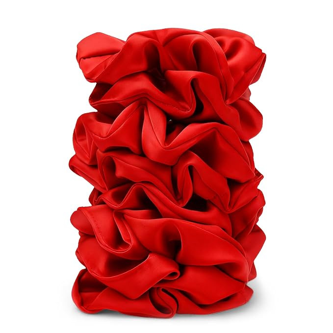 Satin Scrunchies for Women – 8PCS Red Silk Hair Ties – No Crease, Frizz-Free, Gentle Elastic ... | Amazon (US)
