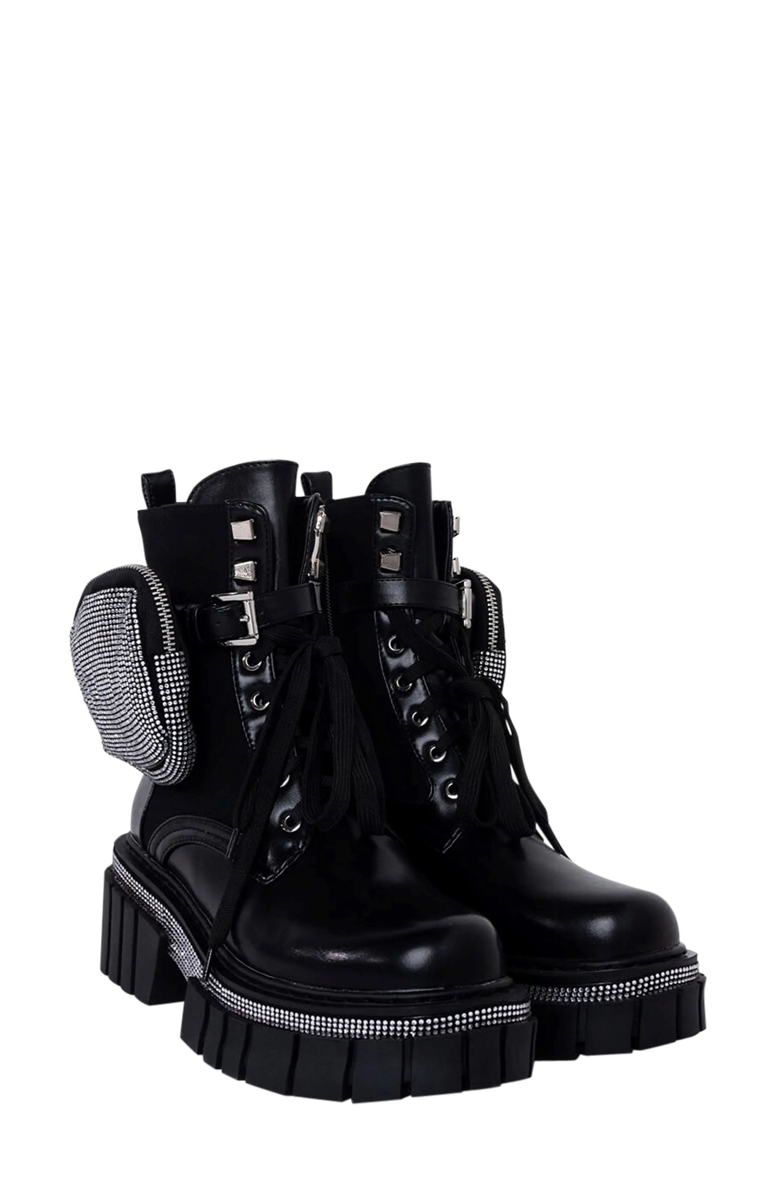 AZALEA WANG Rani Combat Boot in Black at Nordstrom, Size 6.5 | Nordstrom