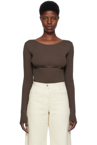 Brown Cutout Sweater | SSENSE