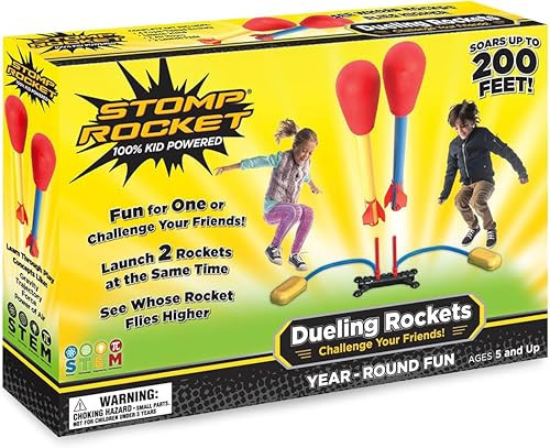 Stomp Rocket Original Dueling Rocket Launcher for Kids, 4 Rockets - Fun Backyard & Outdoor Kids Toys Gifts for Boys & Girls - Toy Foam Blaster Set Soars 200ft - Multi-Player Launcher Stand | Amazon (US)