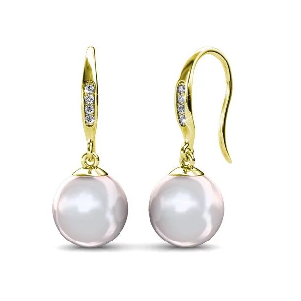 Cate & Chloe Betty 18K White Gold Plated Freshwater Pearl Earrings with Swarovski Crystal, Beauti... | Walmart (US)