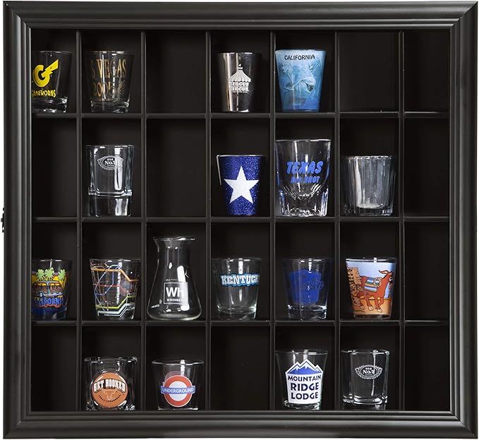 Gallery Solutions 18x16 Shot Glass Hinged Front Display Case, 18" x 16", Black | Amazon (US)