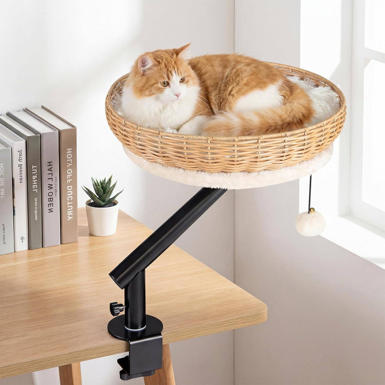 Gymax - Cat Desk Bed for Indoor Cats w/Removable Padded Cushion Hanging Jingling Ball | Best Buy U.S.