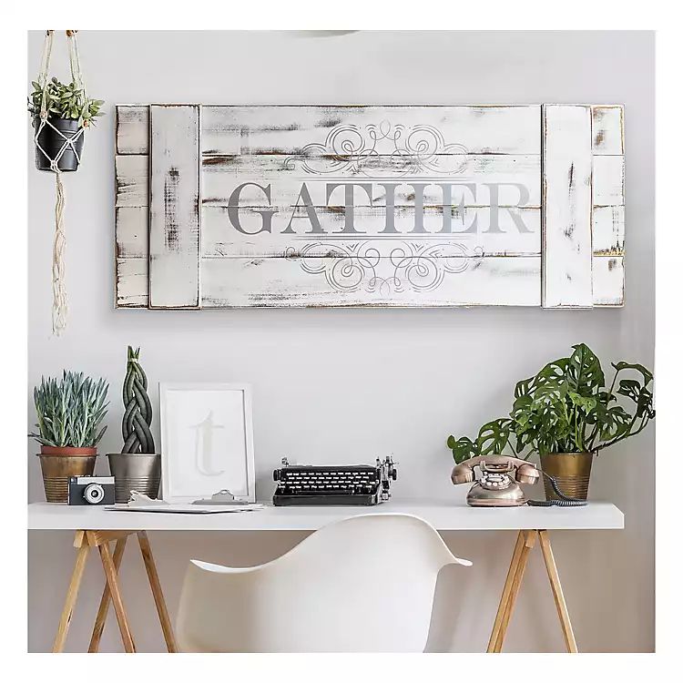 Gather Distressed White Wood Plank Wall Plaque | Kirkland's Home