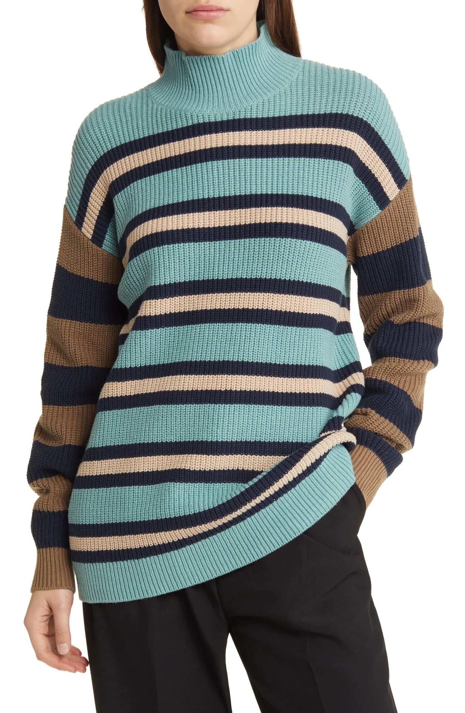 Mixed Stripe Mock Neck Sweater | Nordstrom