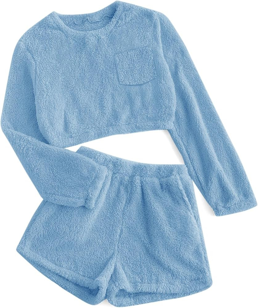 Mafulus Girls Pants Sets Two Pieces Kids Comfy Lightweight Long Sleeve Fleece Sets with Pockets | Amazon (US)