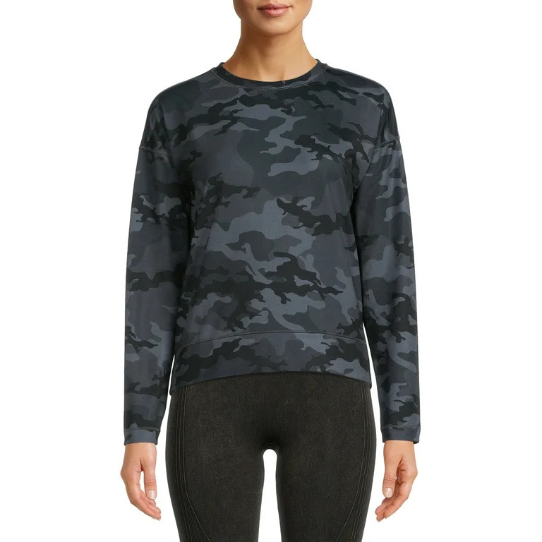 Avia Women's Long Sleeve Drop Shoulder Soft French Terry Cloth Tee | Walmart (US)