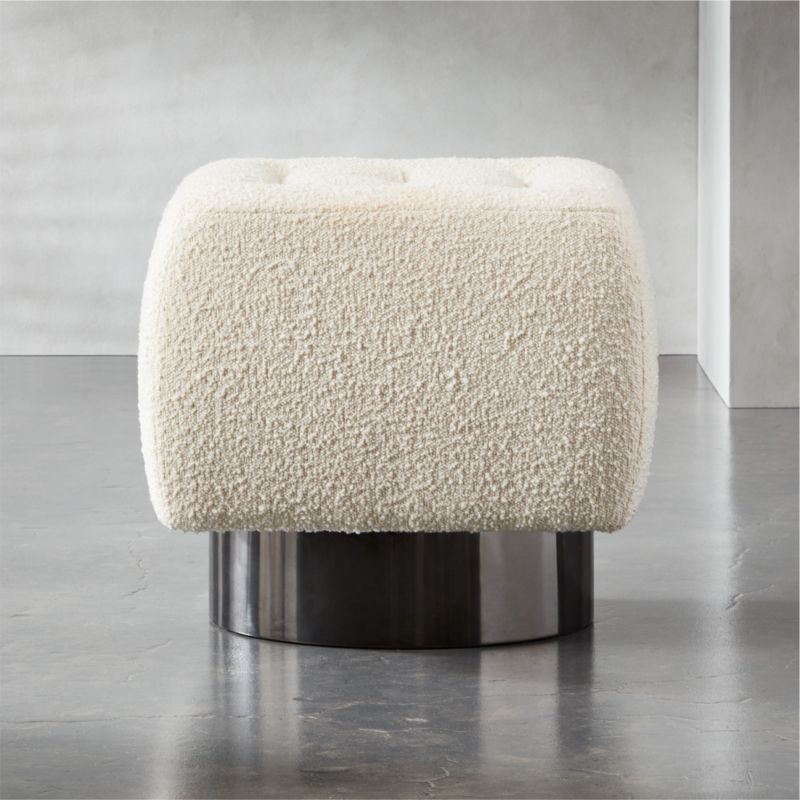 Fells Boucle Small Tufted Ottoman + Reviews | CB2 | CB2