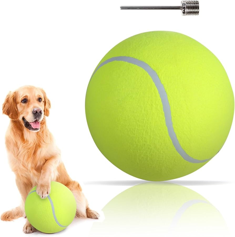 susu & wuwu Giant Tennis Ball for Dogs Yellow Big Tennis Ball for Dog Birthday Gift 9.5" Pet Toy ... | Amazon (US)