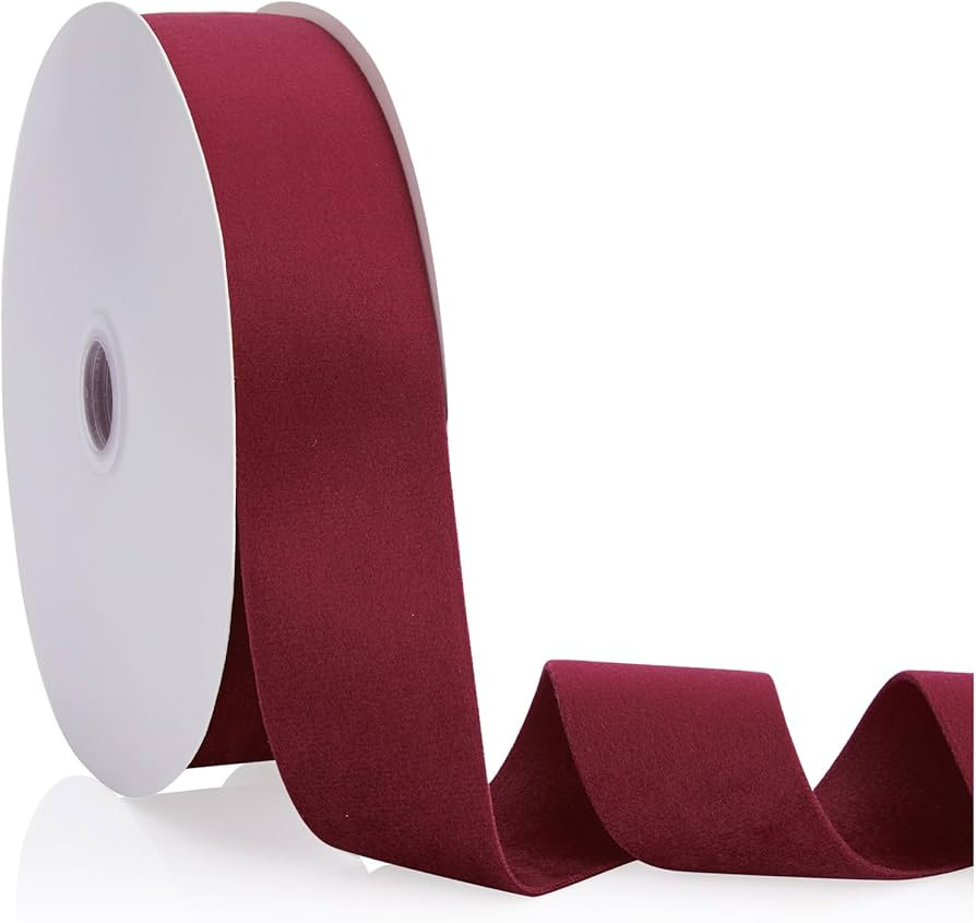 Wine Red 1.5 inch Velvet Ribbon, Double Faced Continuous 20 Yards Velvet Ribbon Use for Christmas... | Amazon (US)