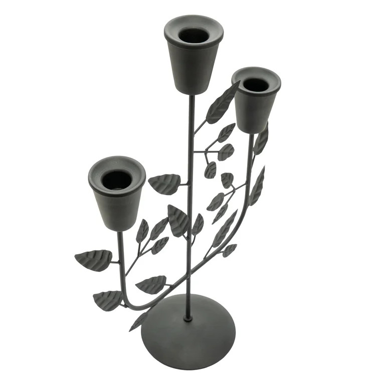 My Texas House Halloween Iron Leaves Candle Holder, Black, 14" | Walmart (US)