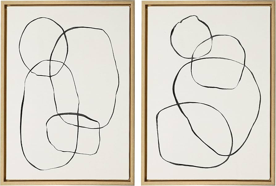Kate and Laurel Sylvie Modern Circles and Going in Circles Framed Linen Textured Canvas Wall Art ... | Amazon (US)