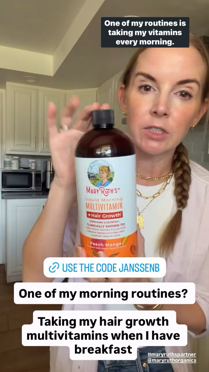 #maryruthspartner @maryruthorganics
One of my morning routines - taking my hair growth vitamins!
Use my code JANSSENB for 20% off on Amazon

#LTKmorningroutine #LTKBeauty #LTKselfcare