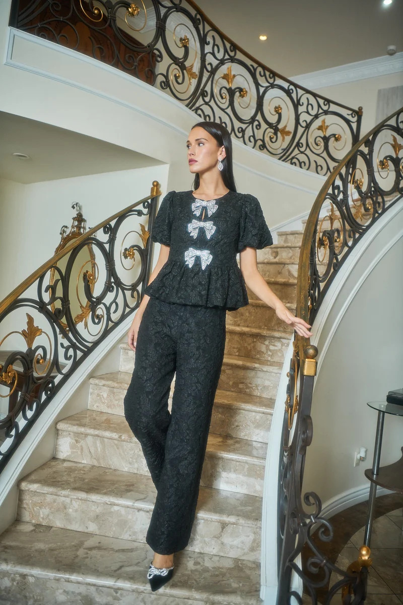 Arielle Jacquard Bern Wide Leg Pants | Sugarlips