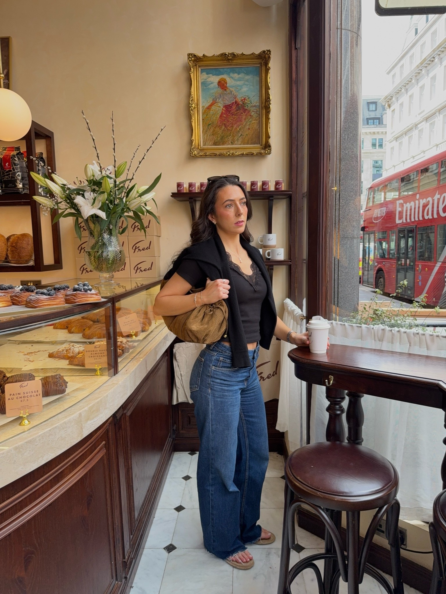 Coffee date in the city ☕️🥐 I wear a size XS in the top and a UK 10 in the jeans! Bag is from Gerard Darel - it’s their 24H iconic bag (not available to link on LTK) 🤎

#LTKsummer #LTKuk #LTKbag