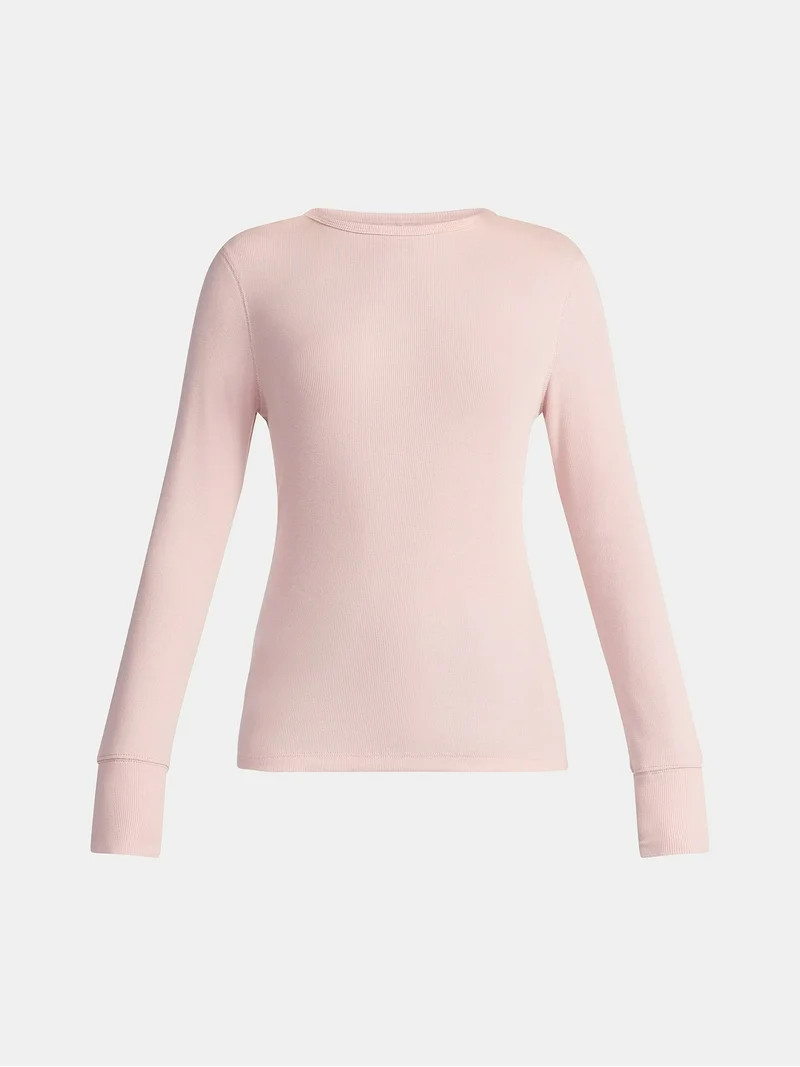 Time and Tru Women's Rib Tee with Long Sleeves, Size XS-XXXL | Walmart (US)