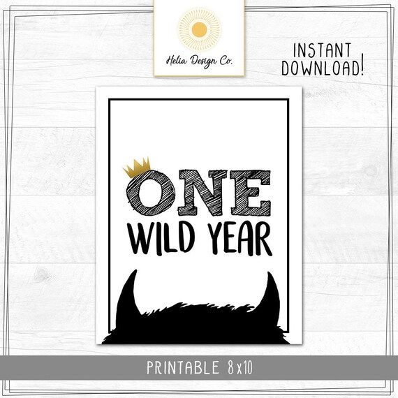 Where the Wild Things Are  One Wild Year  Party Sign  First | Etsy | Etsy (US)