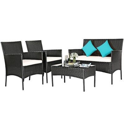 Costway Patio 4PCS Furniture Set Rattan Wicker Outdoor | Target