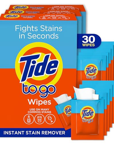 Tide To Go Stain Remover Wipes for Clothes, Instant Laundry Travel Stain & Spot Remover, 3 Pack, (30 Wipes Total) | Amazon (US)