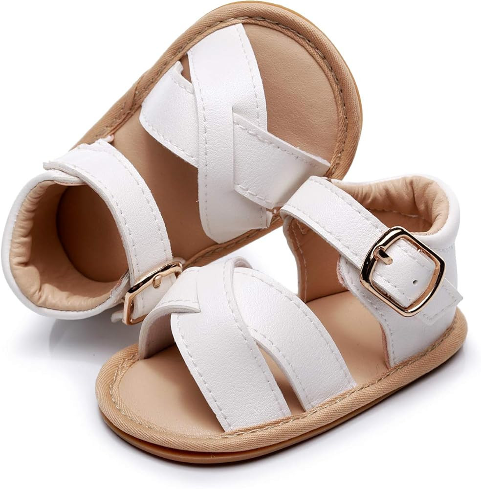 Baby Girls Sandals Rubber Sole Non-Slip Summer Outdoor Toddler Girl Sandals Flat Shoes Infant Cute L | Amazon (US)