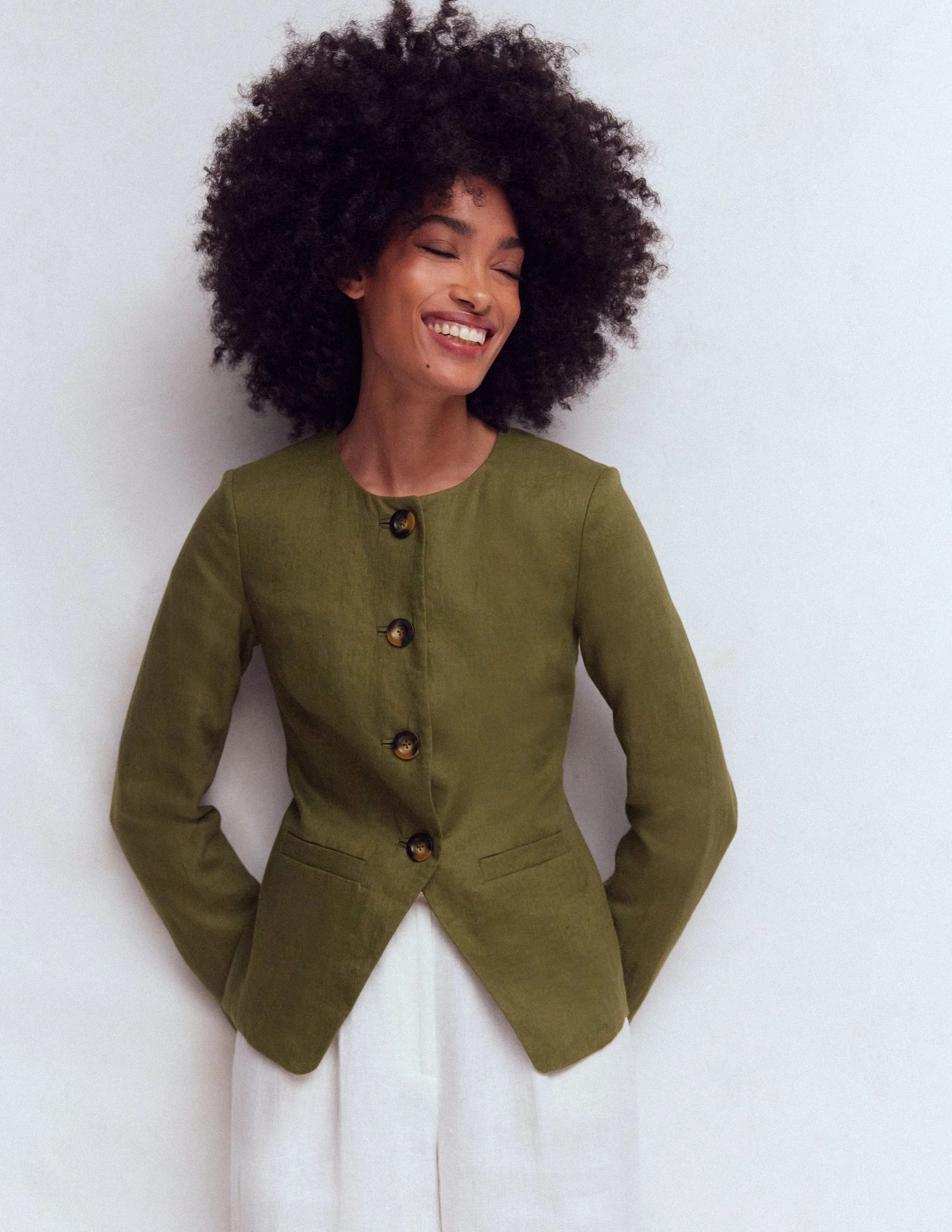 Hampstead Linen Blazer-Woodland Green | Boden UK
