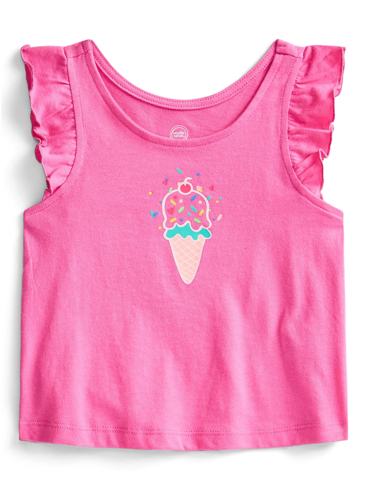 Wonder Nation Toddler Girls Graphic Tank Top with Ruffle Sleeves, Sizes 18M–5T | Walmart (US)