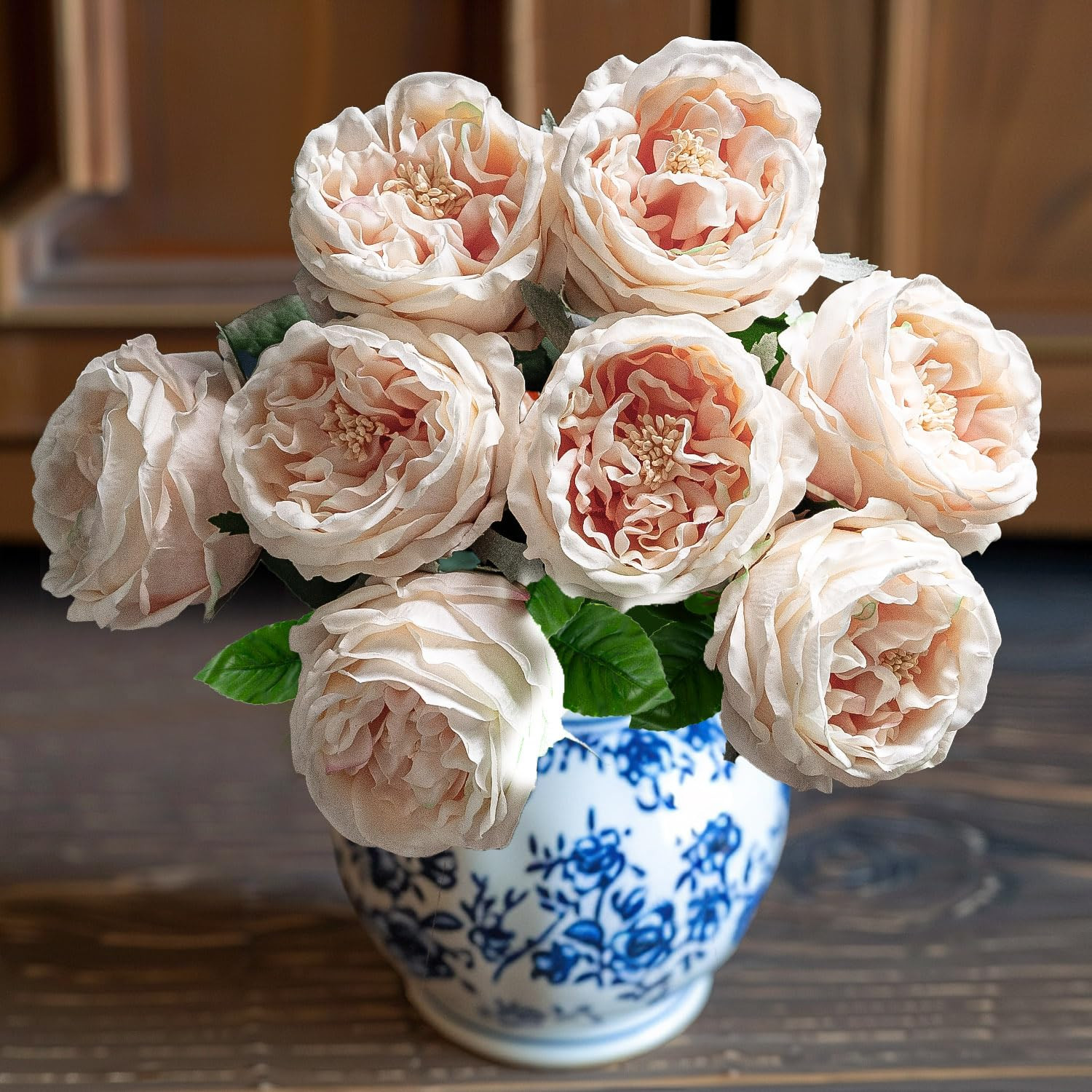 4 Pcs Real Touch Peonies Artificial Flowers, 3.5'' Big Bloom Austin Rose Peony Latex Fake Flower ... | Amazon (US)