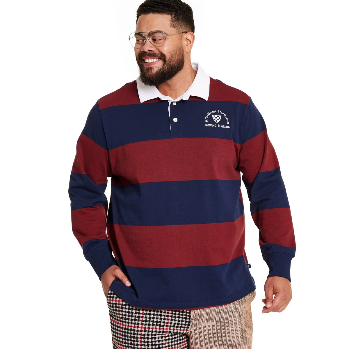 Men's Crest Logo Stripe Collared Long Sleeve Rugby Shirt - Rowing Blazers x Target | Target