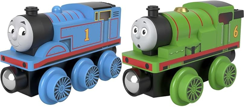 Thomas & Friends Wooden Railway, Thomas Engine with Wood Percy Engine Bundle, Push-Along Toy Trai... | Amazon (US)