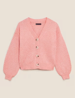 Textured V-Neck Button Front Cardigan | Marks & Spencer (US)