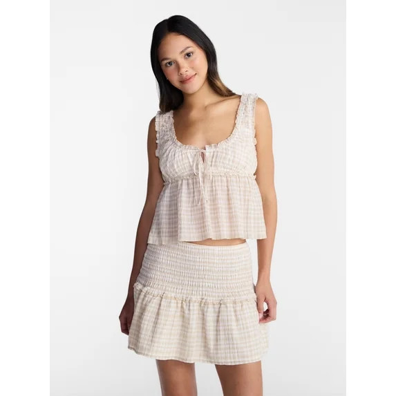 No Boundaries Woven Smocked Top and Skirt Set, 2 Piece, Women’s XXS-XXL | Walmart (US)