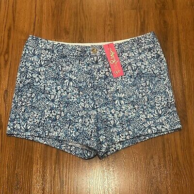 Lilly Pulitzer Shorts Womens 10 Callahan Knit Blooming Together Blue Floral New | eBay | eBay US