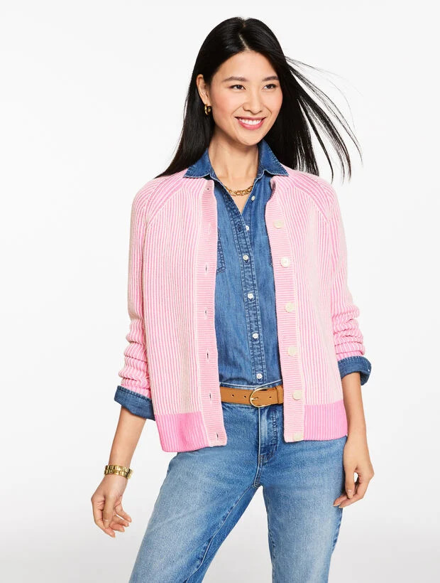 Shaker Stitch Crewneck Cardigan | Talbots