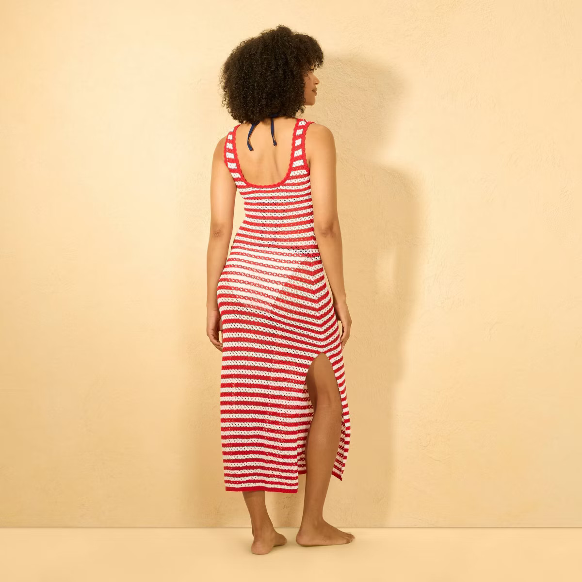 Women's Striped Crochet Midi Swim Cover Up Dress - Shade & Shore™ Red M | Target