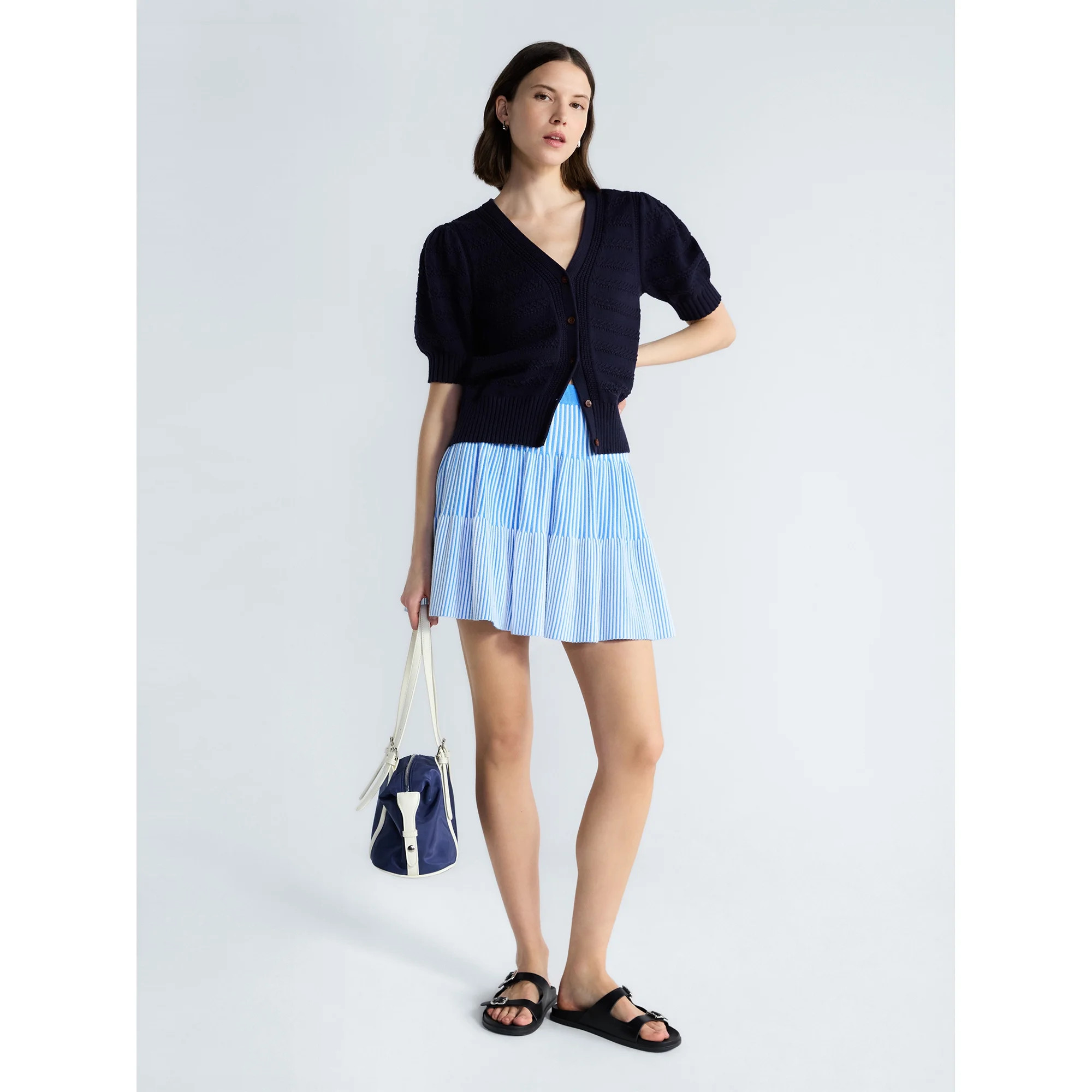 Free Assembly Women's and Women's Plus Ribbed Stitch Tiered Mini Skirt. Sizes XS-4X | Walmart (US)
