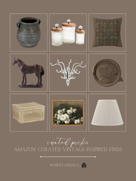 Curated vintage-inspired decor finds from Amazon! How beautiful are these canisters with these vintage knobs 😍 I also love this horse statue for shelf styling! 

#LTKhome #LTKstyletip