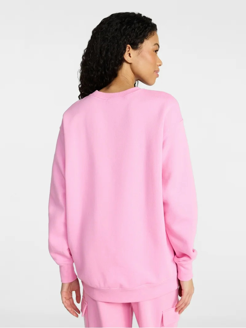 No Boundaries Fleece Oversized Sweatshirt with Long Sleeves, Women’s Sizes XXS-4X | Walmart (US)