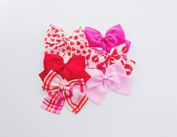 Set of 4 Valentine's Baby Chiffon Bow Headbands/Clips / | Etsy | Etsy (US)