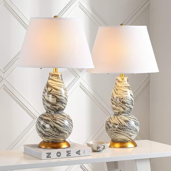 SAFAVIEH Lighting Collection Modern Swirls Grey / White 29-inch Bedroom Living Room Home Office D... | Amazon (US)