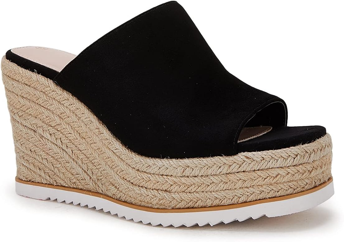 Ricristy Womens Wedge Sandals Espadrilles Peep Toe Slip On Backless Platform Casual Summer Sandal... | Amazon (US)