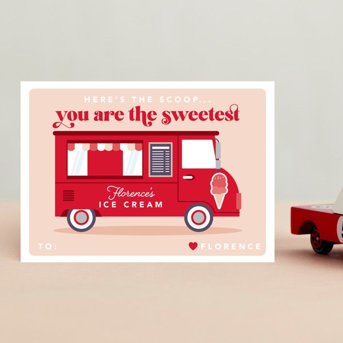 "Here's The Scoop" - Customizable Classroom Valentine's Cards in Purple by Caitlin Considine. | Minted