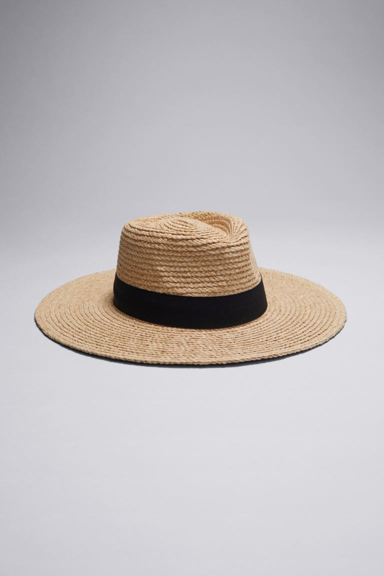 Grosgrain-Trimmed Straw Hat - Natural Straw - Ladies | H&M GB | H&M (UK, MY, IN, SG, PH, TW, HK)